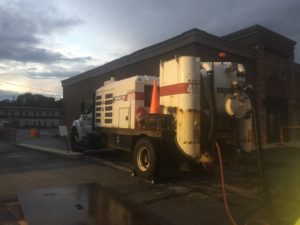 Vacuum truck for air-knife/dry vac operations. Services provided by Odyssey Environmental