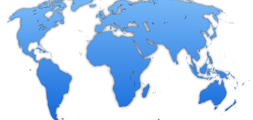 Simplified blue and white world map